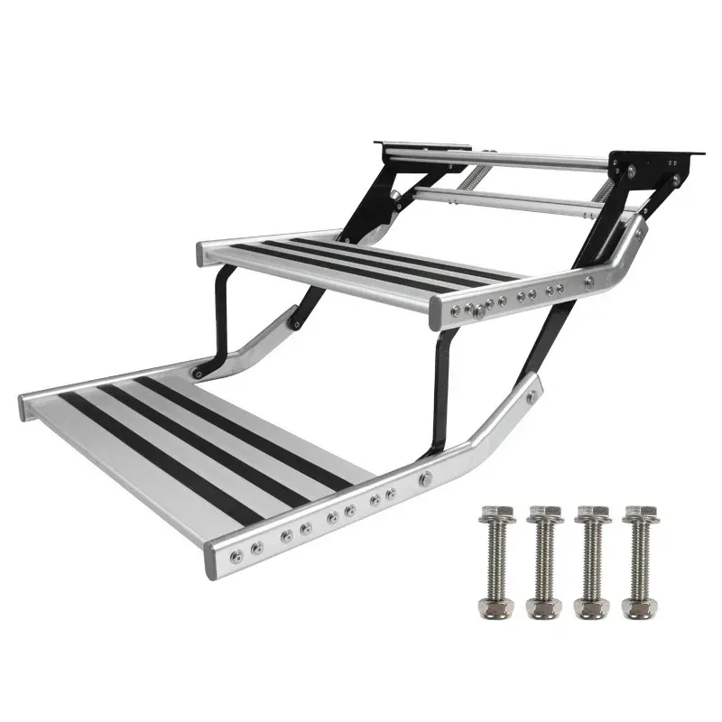 { HEYRV }  Anti-slip High Strength  Manual Pull Out Steps Aluminum  Motoome Accessories Double   Caravan Step