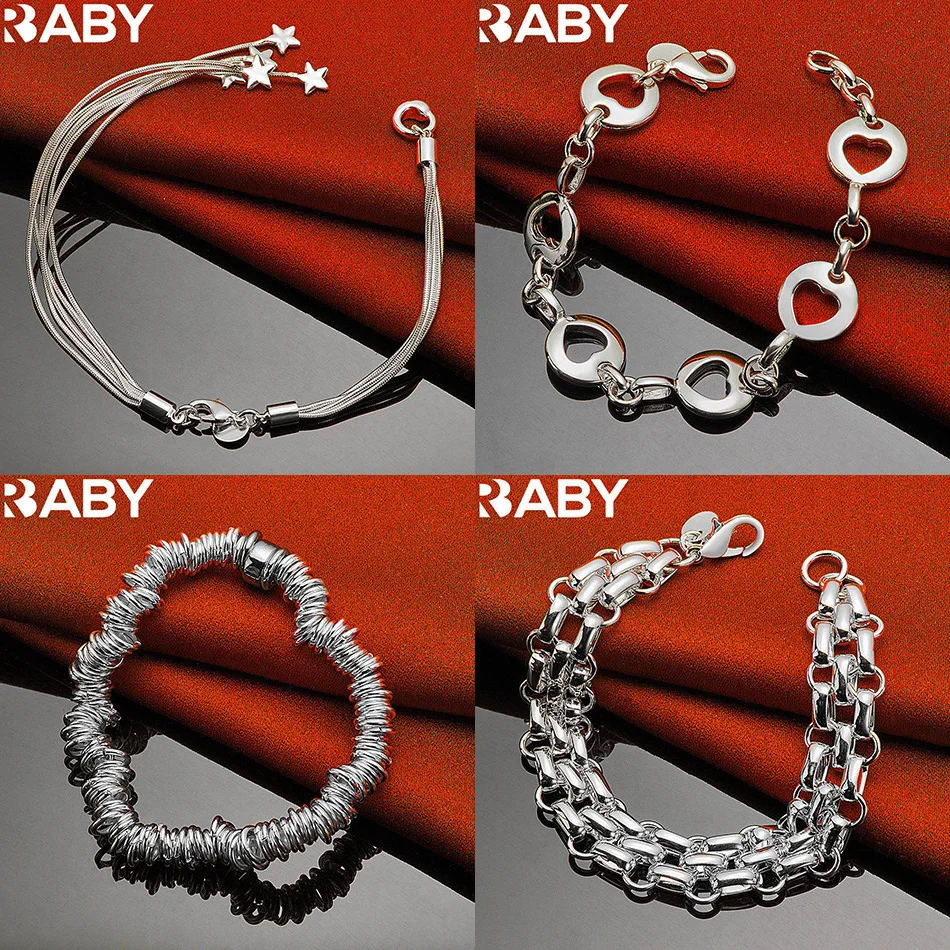 

URBABY 925 Sterling Silver Design Bracelets For Women Men Charm Trend Birthday Gifts Fashion Party Fine Jewelry