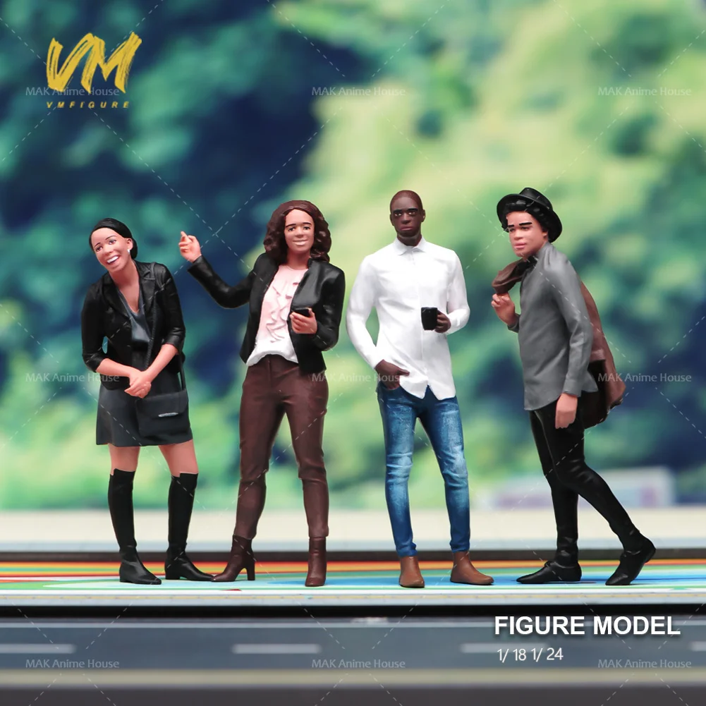 Miniaturen Figuren 1/87 1/64 1/43 1/24 1/18Afrikaanse Modieuze Mannen Vrouwen Koffie Drinken Model Creatieve Fotografie Scène Speelgoed