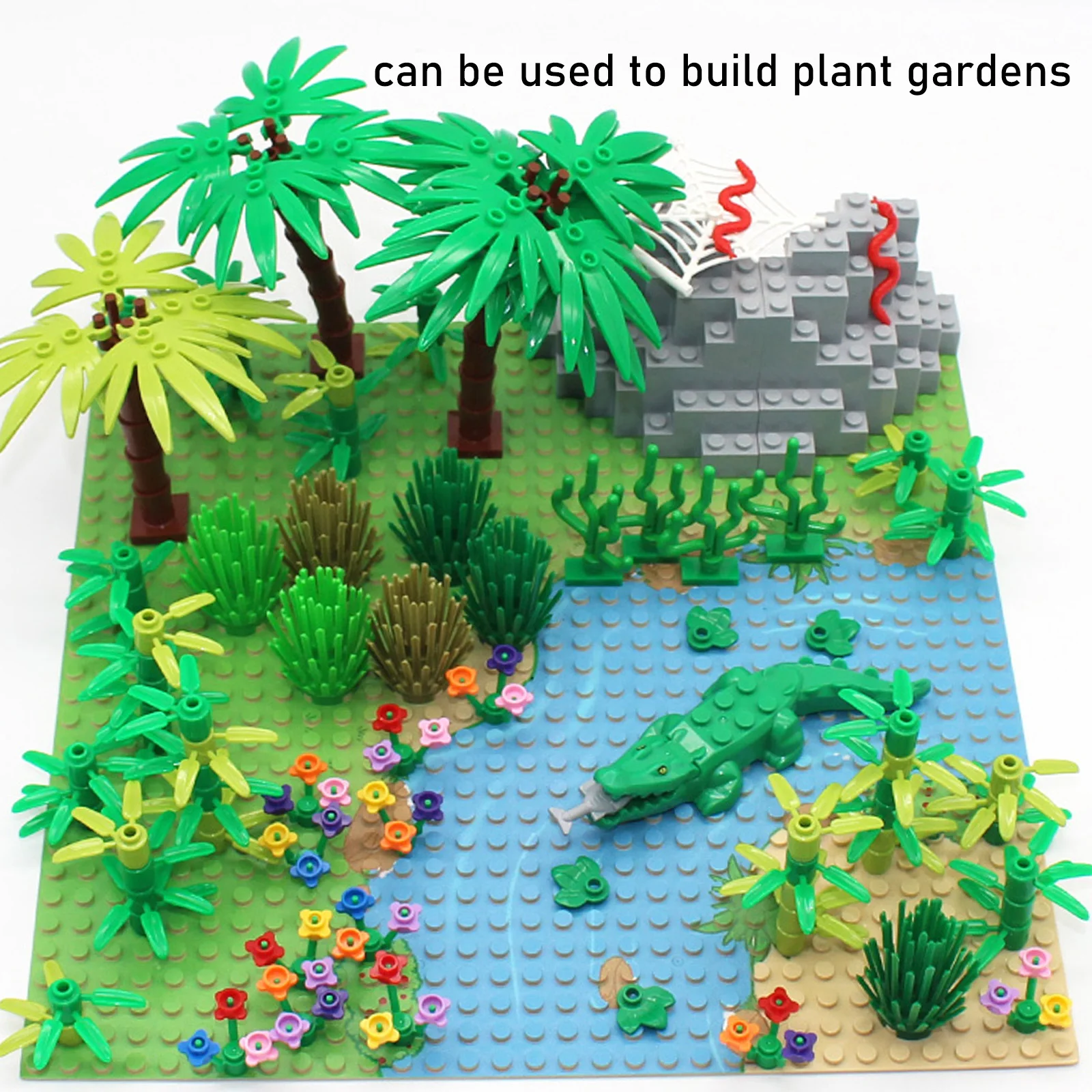 MOC Plants Accessories Building Blocks Brick Grass Tree Leaf Flower Bush Jungle City House Street Puzzle DIY Toys Gift for Kids