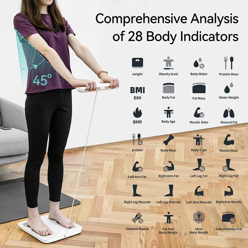 New 8-Electrode Body Fat Scale For Fitness Measurement, Body Fat, Body Water, Muscle Mass, BMI Intelligent Home Weight Scale