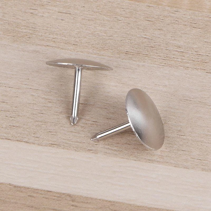 090F 80 Pcs Flat Thumb Tacks Silver Thumb Nails Round for Head for Sharp Steel Point Push Pins for Photo Map Bulletin Board C