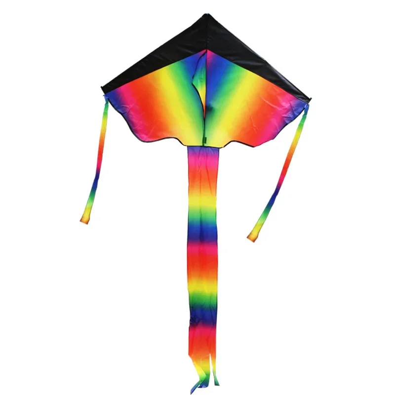 Gradient Rainbow Polyester Kite Easy to Fly Outdoor Fun Sports Beach Triangle Kite Beginners Kids Children Adults Toys Kite Gift