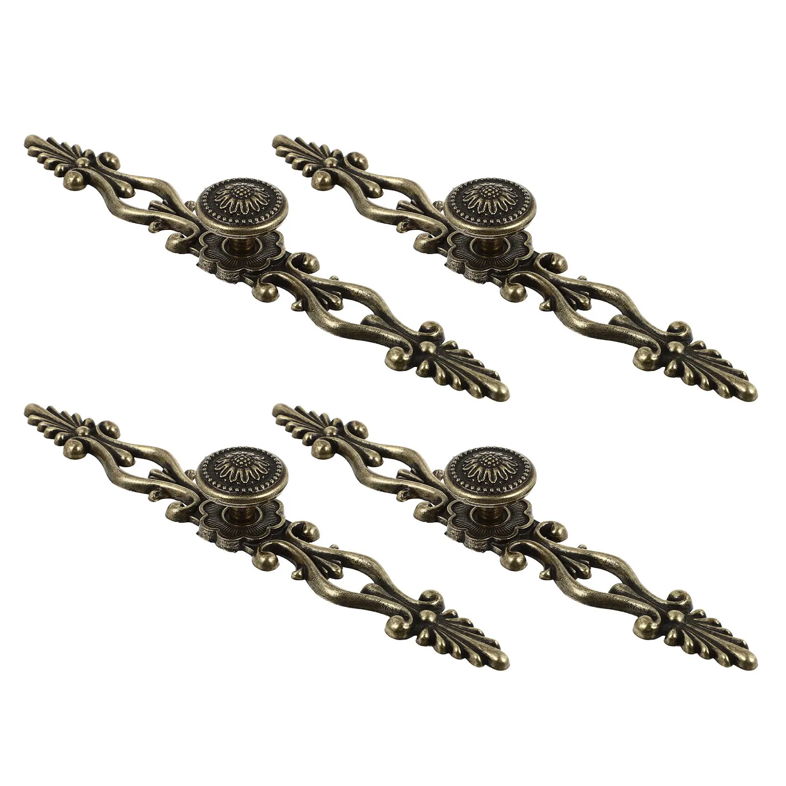 4Pcs Rustic Vintage Cabinet Drawer Handles Bronze Zinc Alloy Pulls European Style Furniture Knobs for Wardrobe Cupboard Kitchen