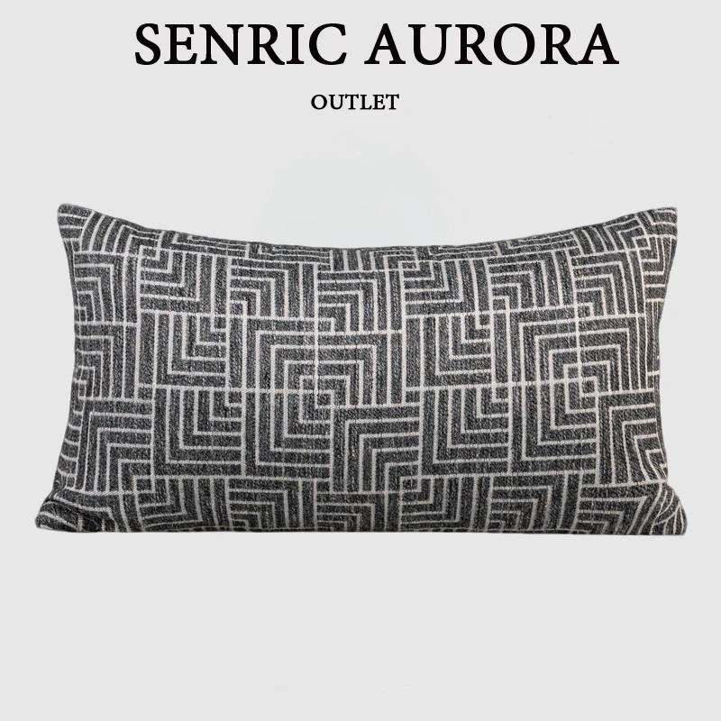 Luxury Cushion Cover 30x50 50x50cm Jiangnan Memory - Grey Geometric Waist Pillow Case For Home Hotel Bed Living Room Sofa