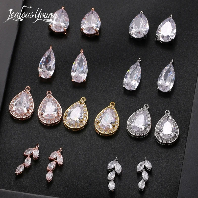 AAA White Cubic Zirconia Stones Jewelry Accessories for Stud Earrings Leaf Pear Shape CZ DIY Jewelry Beads Zircon Stone