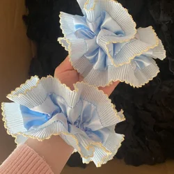 Fashion Double Layers Hair Scrunchies Blue Lace Brim Hair Ties Women Hair Styling Large Size Bands Headwear Accessories