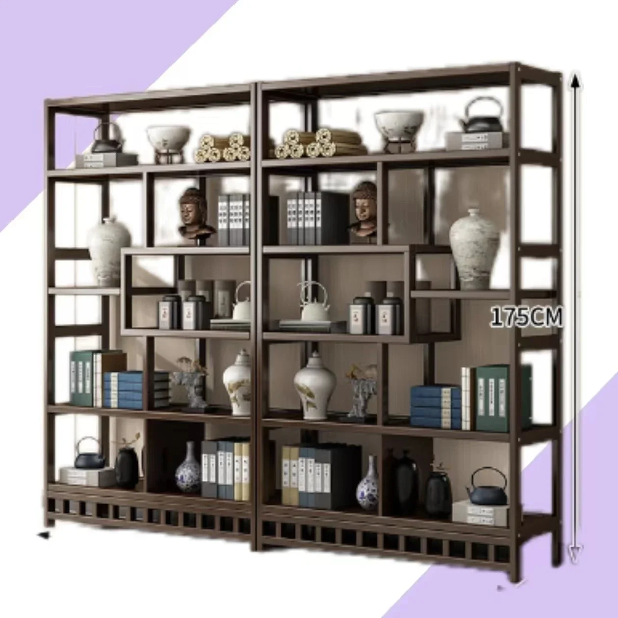 Chinese B&B tea set shelving display cabinet partition receive put shelf floor Walnut Bogu frame BAMBOO