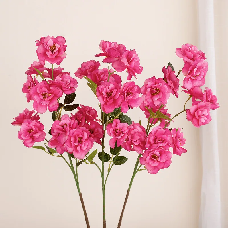 

6Pcs Simulation 5-fork Artificial Flower Auditorium Wedding Decoration Living Room Decor Photo Props Floral Flower Arrangement