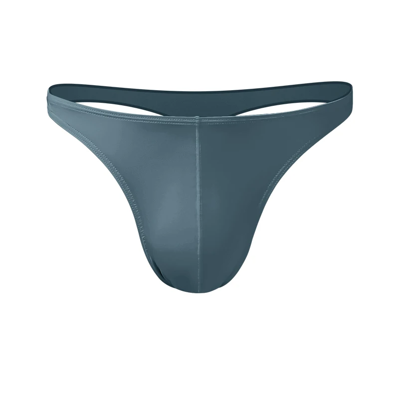 Men's Low-Waist Solid Color U-Convex Elastic Tight-Fitting Sexy T-Underwear Ice Silk Smooth Butt-Exposing Thong Breathable T-Pants