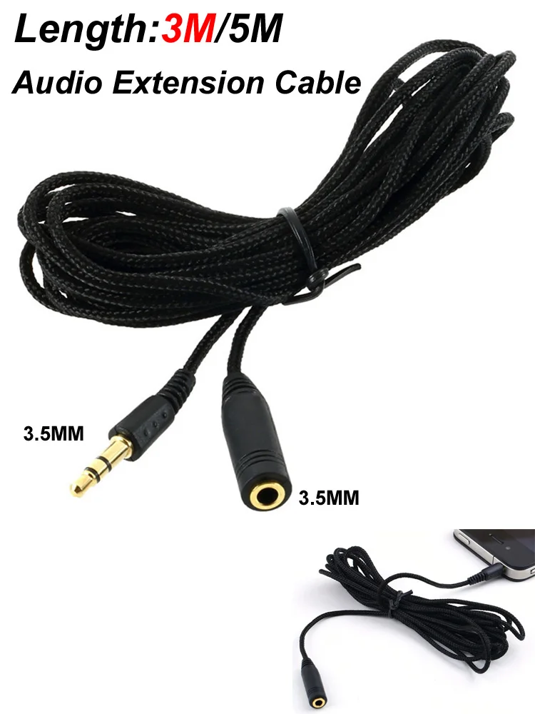 5m/3m/Headphone Extension Cable 3.5mm Jack Male to Female 3.5mm AUX Cable Audio Stereo   Extender Cord Earphone Speaker Phone