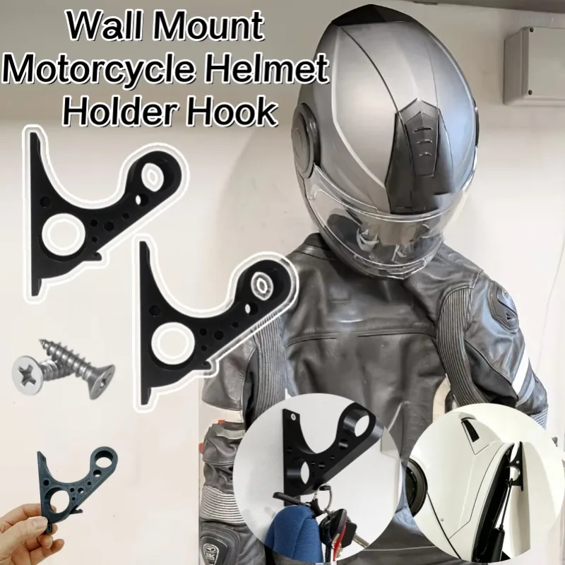 1-8pcs Wall Mount Motorcycle Helmet Holder Hook Easy Install Anti‑Scratch Key Display Rack for Full Face Helmet Garage Storage