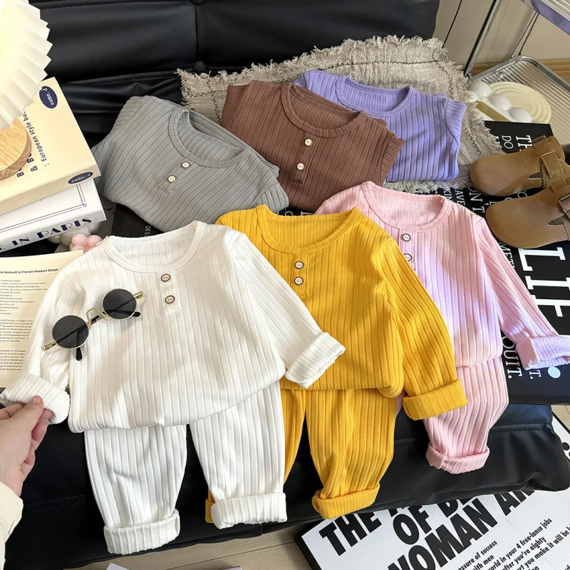 2026 New Children's Underwear Sets Autumn New Baby Boys Pajamas Korean Version of the Girls Home Wear Children's Clothing