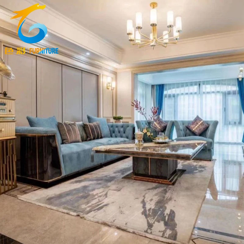 Model house light luxury sofa 123 combination villa living room large family post-modern Louvre Hong Kong customization