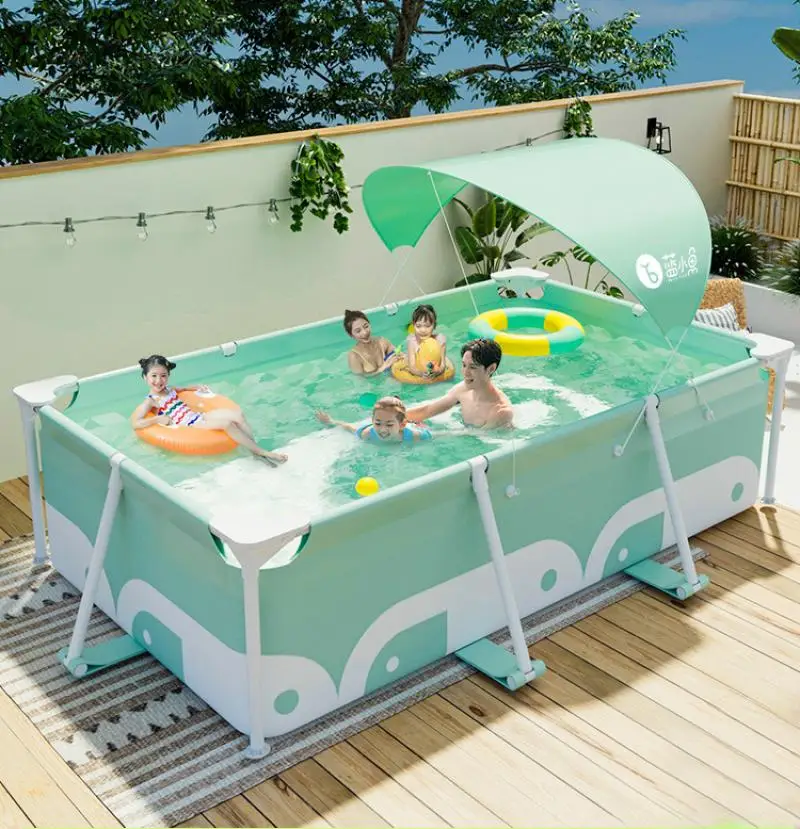 

Rectangular Above Ground Pool 280x180x75xm Outdoor Frame Above Ground Swimming Pool Kiddie Pool Kids Summer Water Paddling Pool