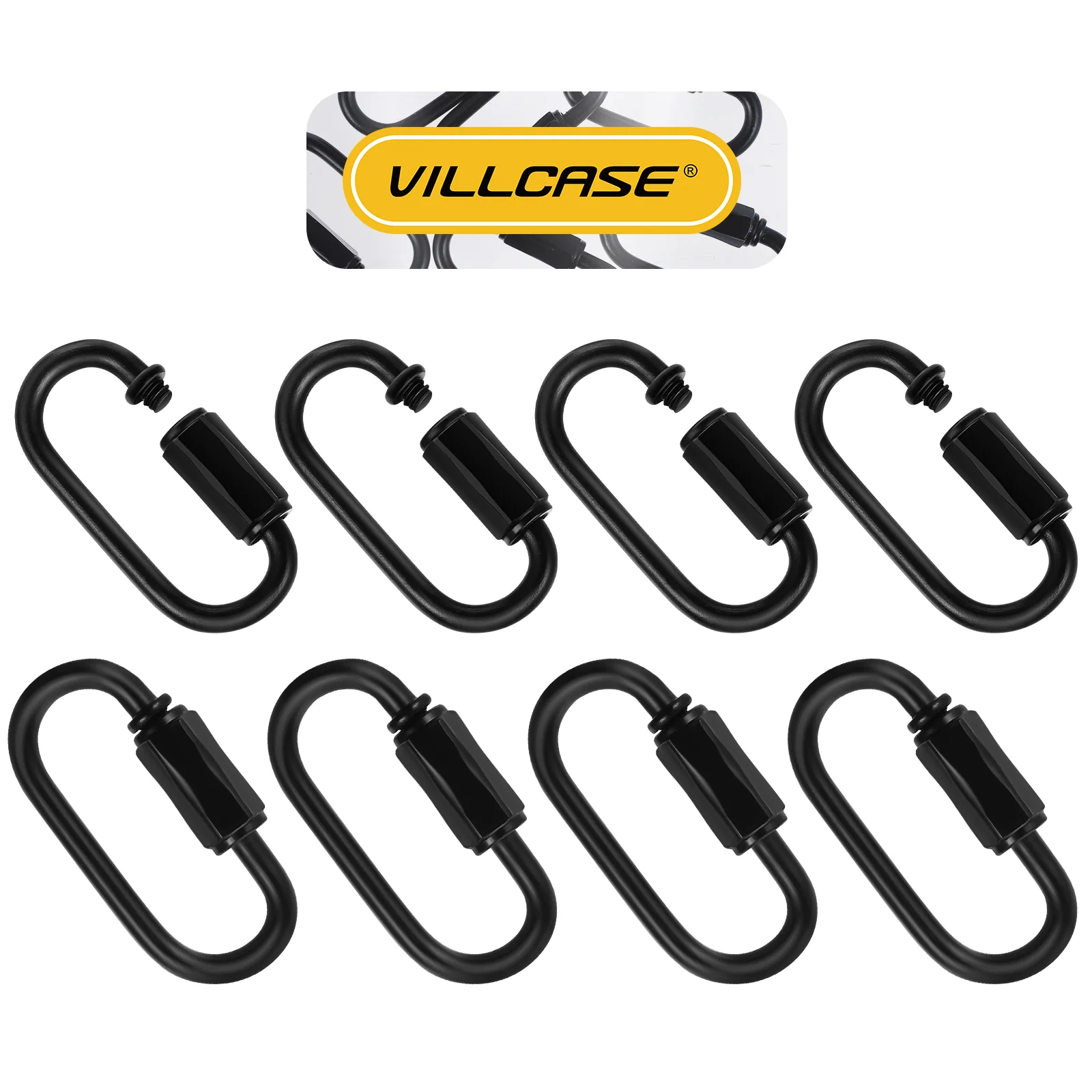 8 Pcs Carabiner Chain Links Clips Handles Heavy Duty Warmer Climbing Outdoor Camping Accessories Equipment