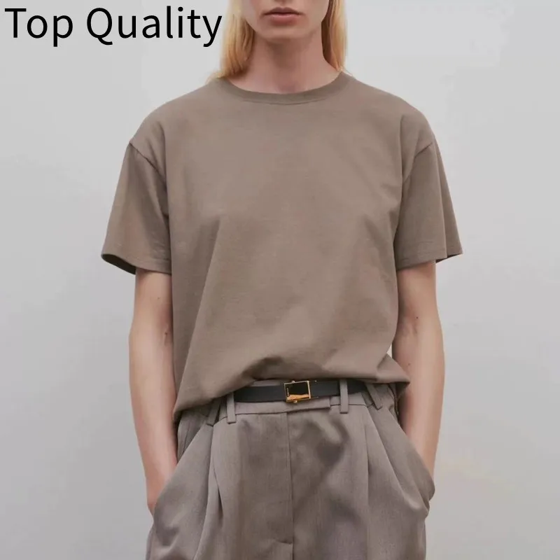 

2024 Women's Delicate Skin friendly Cotton Spring/Summer Classic Versatile Simple Loose silhouette Round Neck Short Sleeve