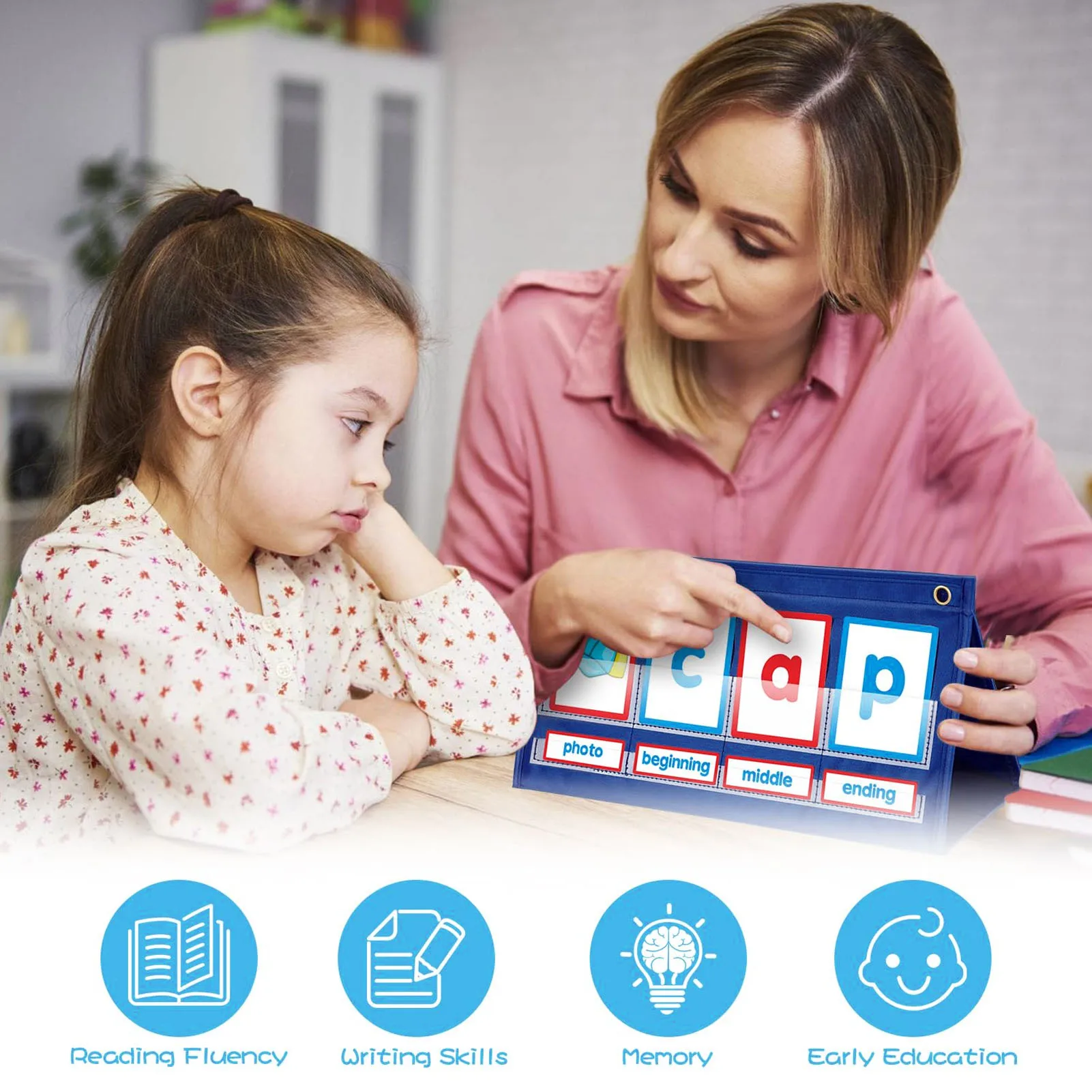 【New】Word Building Desktop  Chart Early Learning CVC Words Phonics Games Blending Board Spell  for Preschool Kindergarten