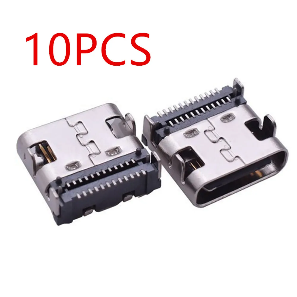 10Pcs USB Type C 24 Pin Connector Female Jack Charging Port SMD SMT PCB Solder DIY Repair USB-C Type-C Socket Connectors