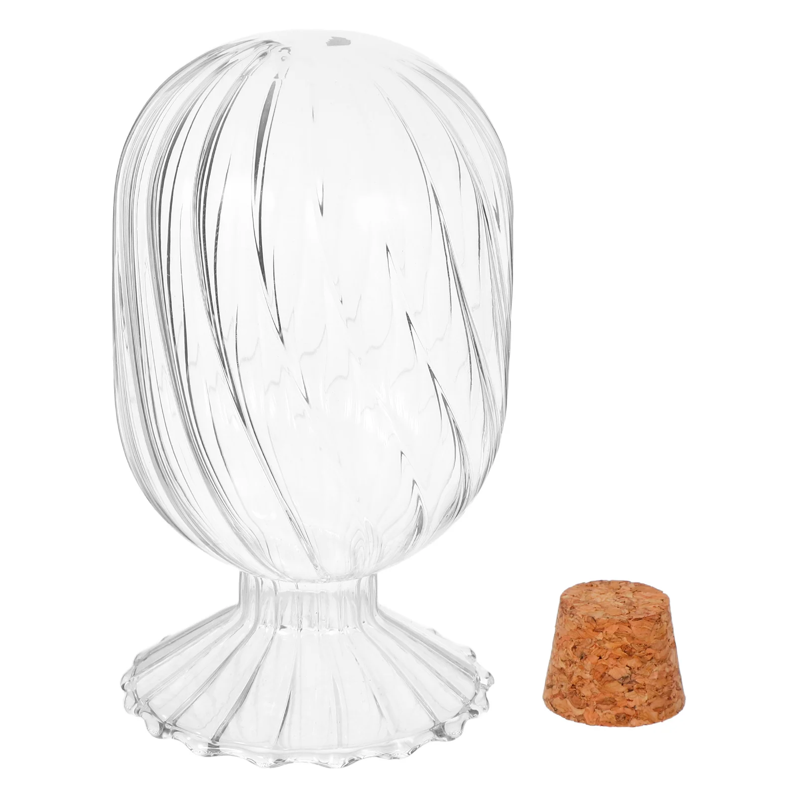 

Glass Match Holder Helix Shape Cloche Fireplace Decorative Clear Storage Jar Cork Lid Display Bottle Matchstick Jar