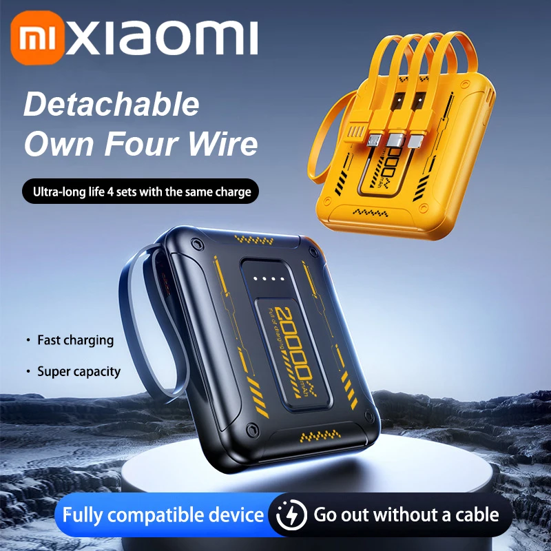 Xiaomi Mini Compact Convenient PowerBank PD 20W Super Fast Charging  4-in-1 Built-in Cable Suitable High Capacity For IPhone New