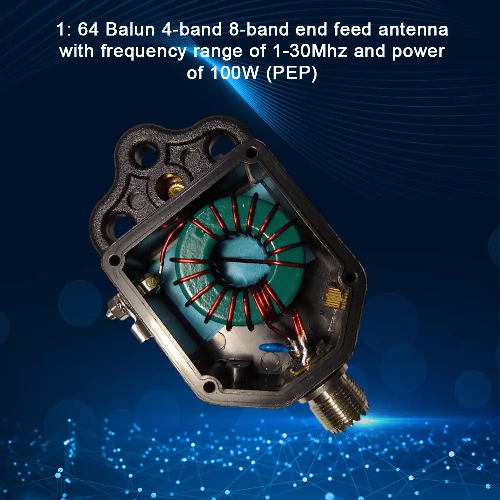 1:64 Balun End Fed Antena de media onda Balun 1-30MHz EFHW 100W PEP Balun K3S4