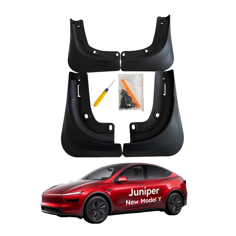 4-teiliges Schmutzfänger-Set Passend für Tesla Model Y Juniper 2025 2026 Spritzschutz Ohne Bohren OEM Geeignet für Vorder- und Heckschutz-Kit