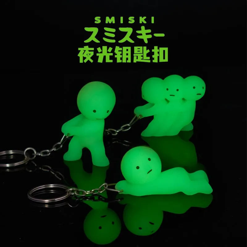 Smiski Nachtlampje Pop Sleutelhanger Japanse Creatieve Auto Hanger Leven Creatieve Ornamen Verrassing Blind Box Speelgoed Verrassingscadeau