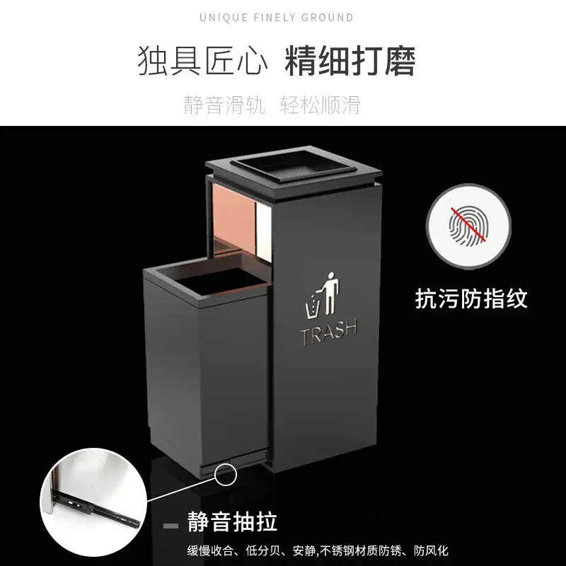 Hotel trash can, commercial plus size lobby, vertical club, sales building, high-grade stainless steel ashtray indoors