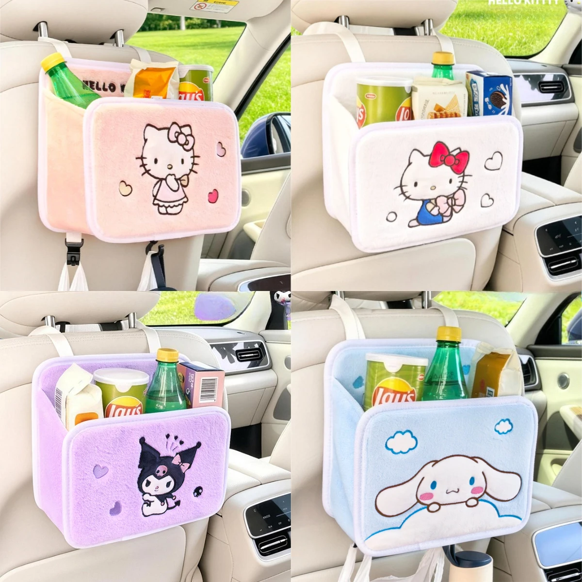 Hello Kitty Car Seat‑Back Hanging Storage Bag, Multi‑Pocket Auto Backseat Organizer, Cute Practical Car Interior Decor for Girls