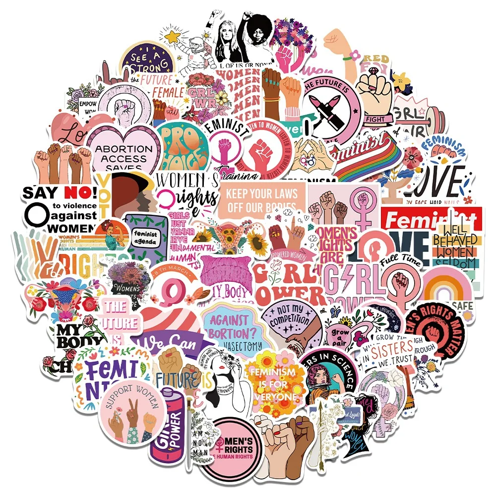 สติกเกอร์กันน้ำลายกราฟฟิตี้ 10/30/50/100 ชิ้น สำหรับผู้หญิง แนวเฟมินิสต์ สนับสนุนสตรี ใช้ติดมอเตอร์ไซค์ กระเป๋าเดินทาง กีตาร์
