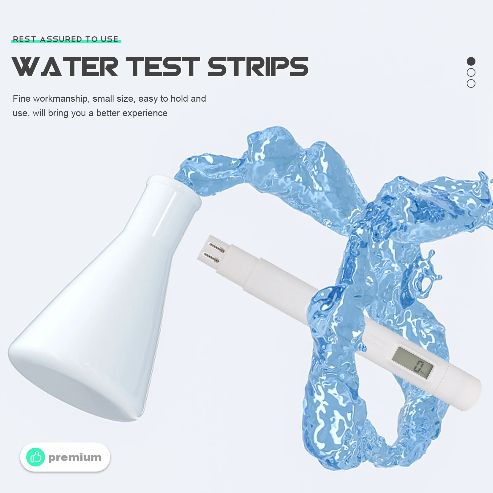 

Portable Water Quality Tester Pen White Professional Durable Waterproof for Drinking Hydroponics Aquariums Pools