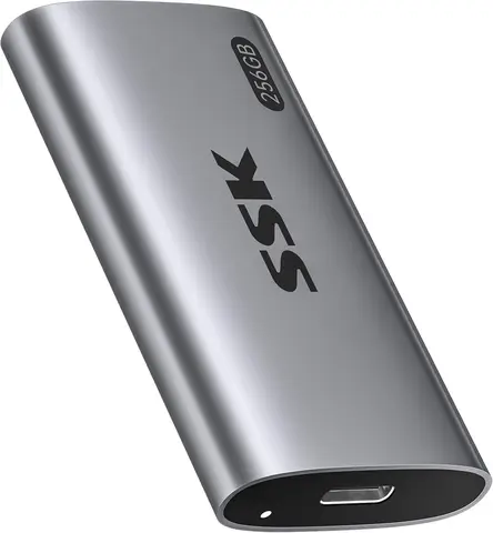 256GB Portable SSD with 550MB/s Speed, USB-C/A Compatible for iPhone, Windows, Mac, Android