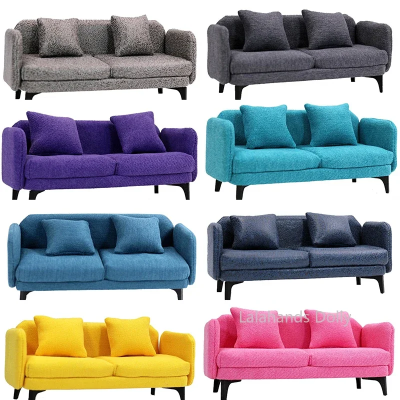 

1:12 OB11 Dollhouse Mini Single Leather Sofa Double Sofa Model for Dollhouse Furniture Decorative Accessories