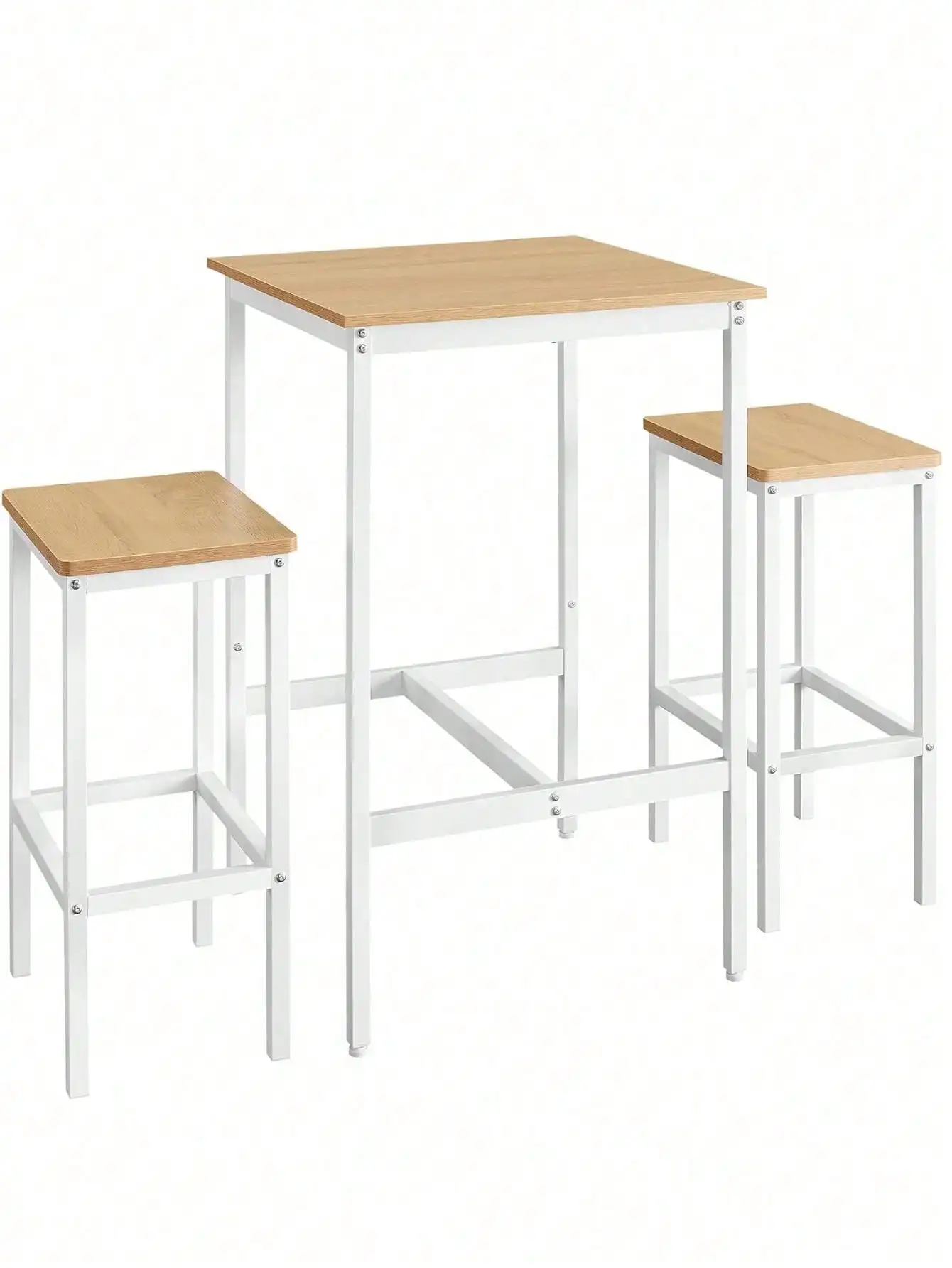 VASAGLE Bar Table And Chairs Set, Square Bar Table With 2 Bar Stools, Dining Pub Bar Table Set For 2, Space Saving For Kitche