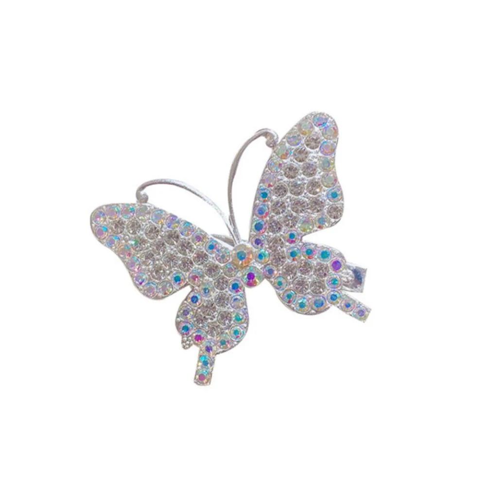 Bangs Clip Shine Will Move Simulation Butterfly Hairpin for Women Girl Headdress Rhinestone Duckbill Clip Hold Hair Accessories