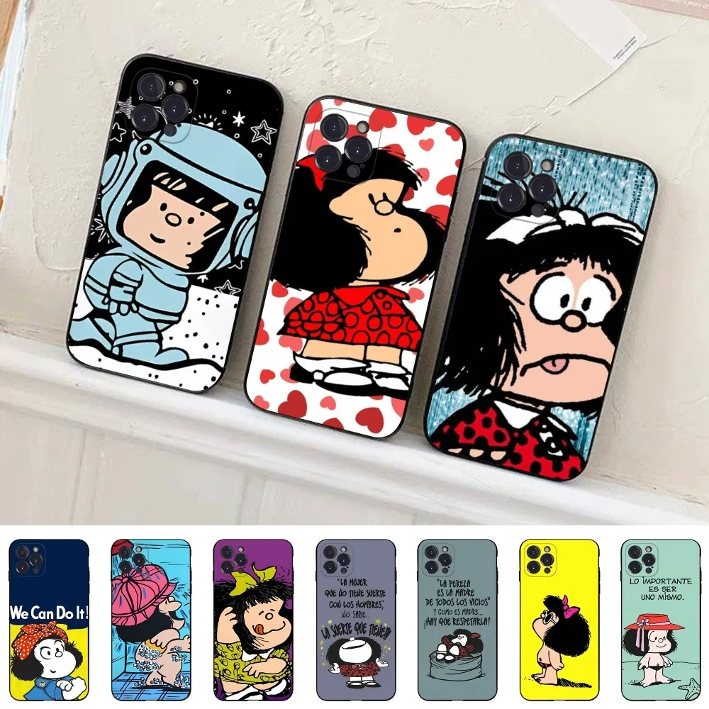 Mafalda  Phone Case Silicone Soft for iphone 15 14 13 12 11 Pro Mini XS MAX 8 7 6 Plus X XS XR Cover