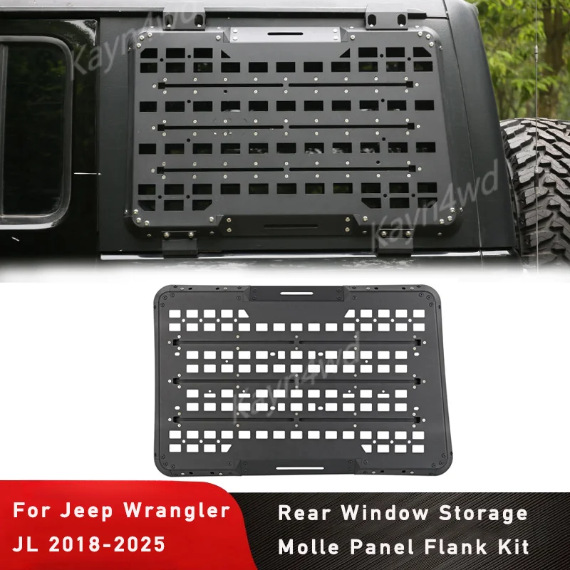 Off Road Exterior Accessorise Rear Window Expansion MOLLE Panel Modular Storage Rack Flank Kit For Jeep Wrangler JL 2018-2025
