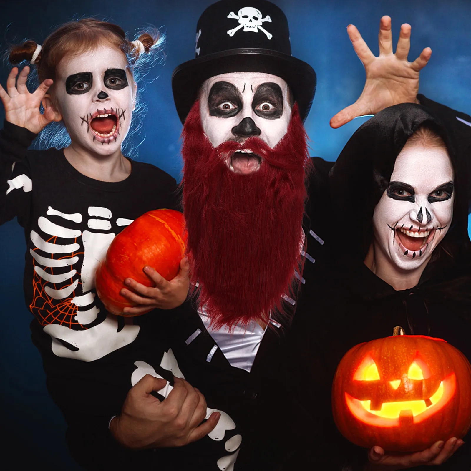 

40cm Burgundy Fake Beard Realistic Halloween Costume Pirate Beard Christmas Party Facial Hair Fake Facial Hair