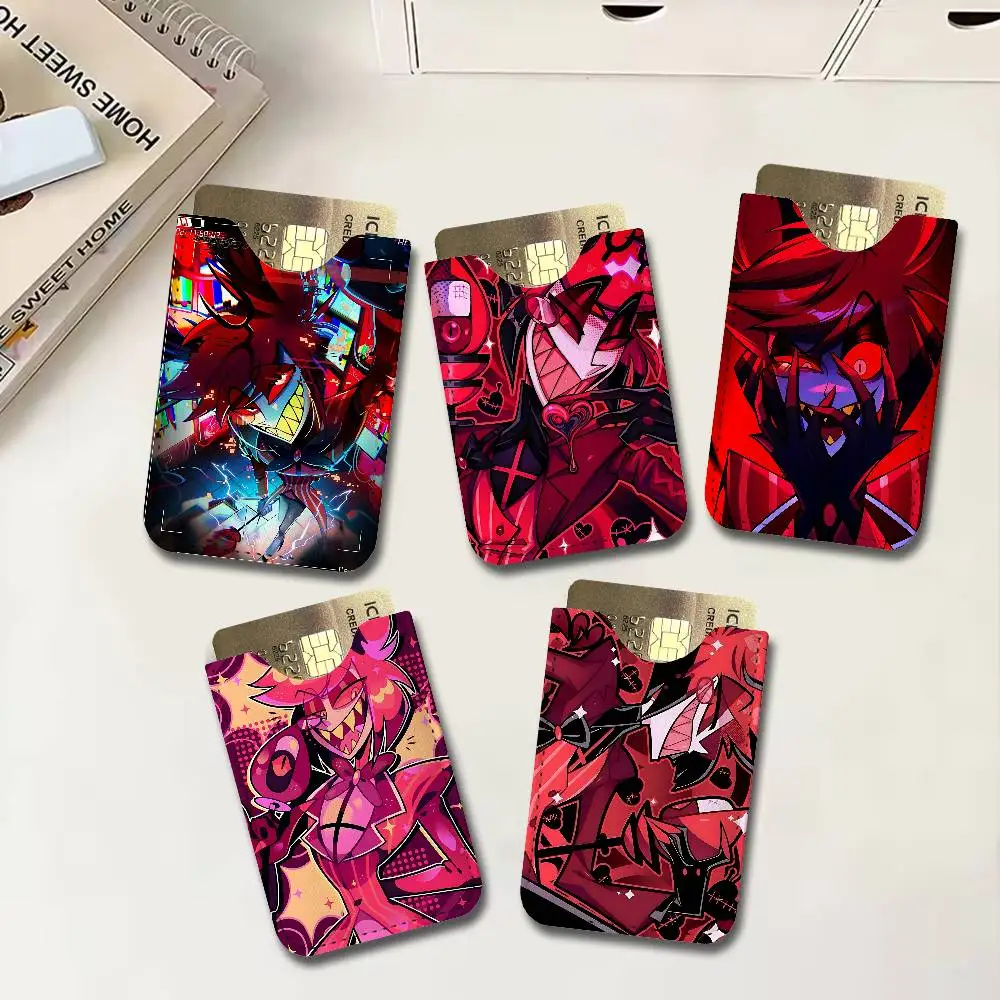 Anime Alastor Hotel Hazbin Lightweight Leather Card Holder Palm Pattern Protective Cover for Bus Card ID Card Compact Size