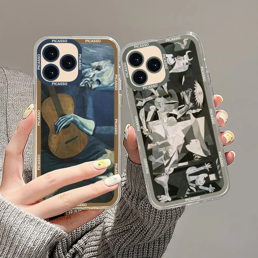 Art P-Pablo P-Picasso Painting Phone Case For iPhone 13 14 Mini 11 12 Pro Max Transparent Shell