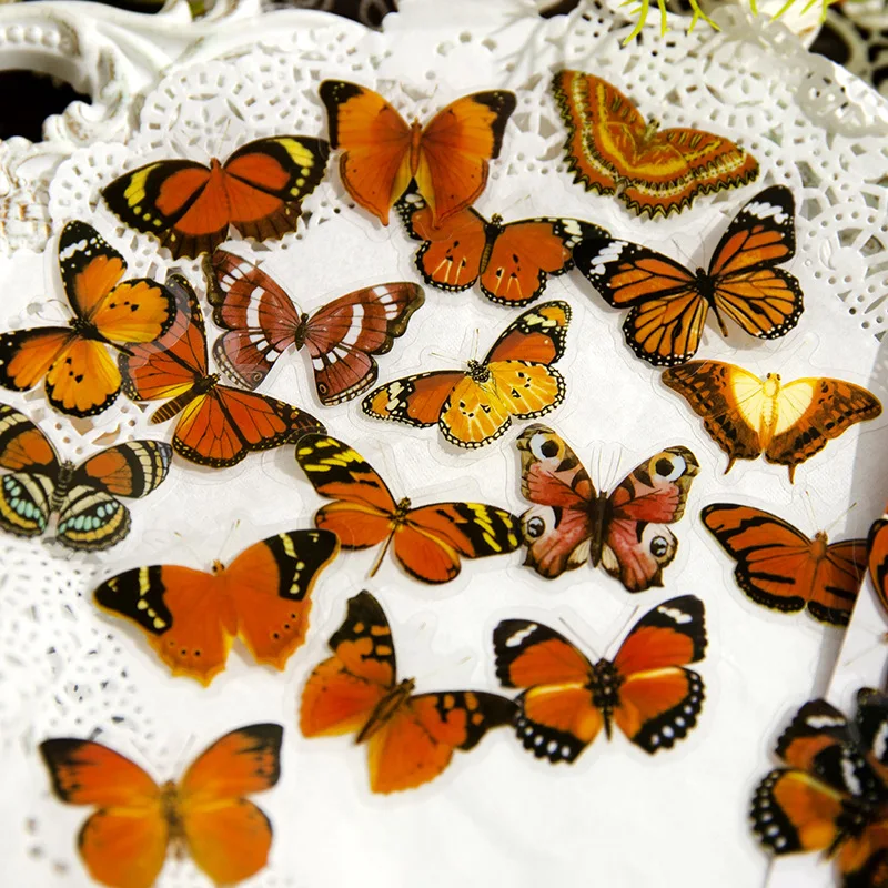 45pcs Vintage Butterfly Specimen Collection Series Decorative Hand Account Diary Album Stationery Sticker Scrapbooking material