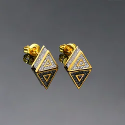 Unusual Triangle Piercing Ear Hip Hop Stud Earrings for Men Women Designer Punk Rock Iced Out Male Earing Fashion Jewelry OHE168