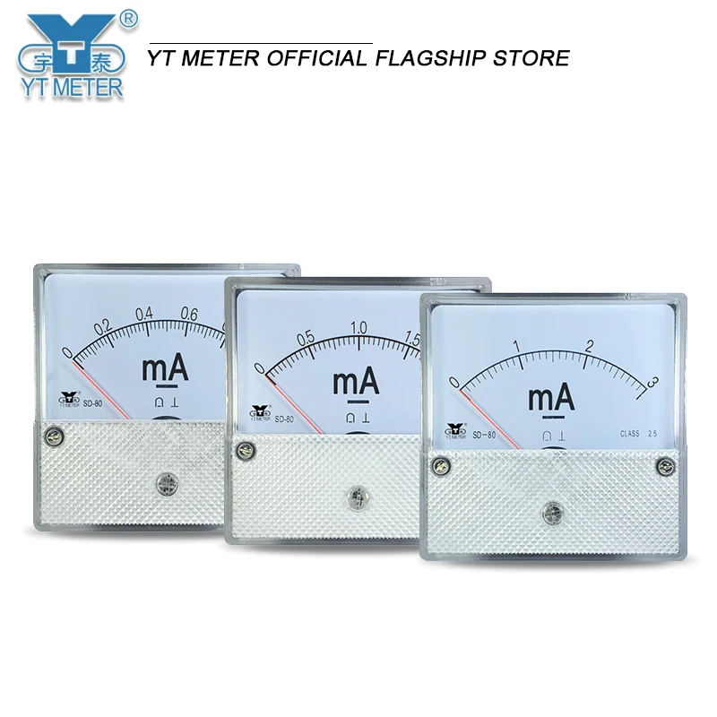 SD80 DC milliammeter 1ma 2ma 3ma 5ma 10ma 20ma 30ma 50ma 100ma 200ma 300ma 500ma 600ma pointer ammeter dc dh80 cz80 80 80 * 80