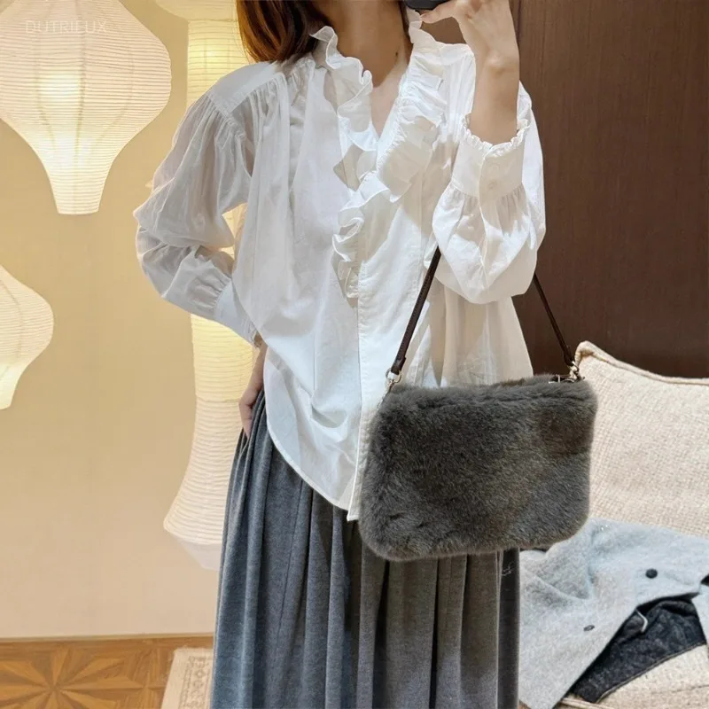 French Simple Fashion Spring Casual Women Blouse Y2k Fuguns Edge Single Breasted Shirts Harajuku Preppy Style Lazy Clothes