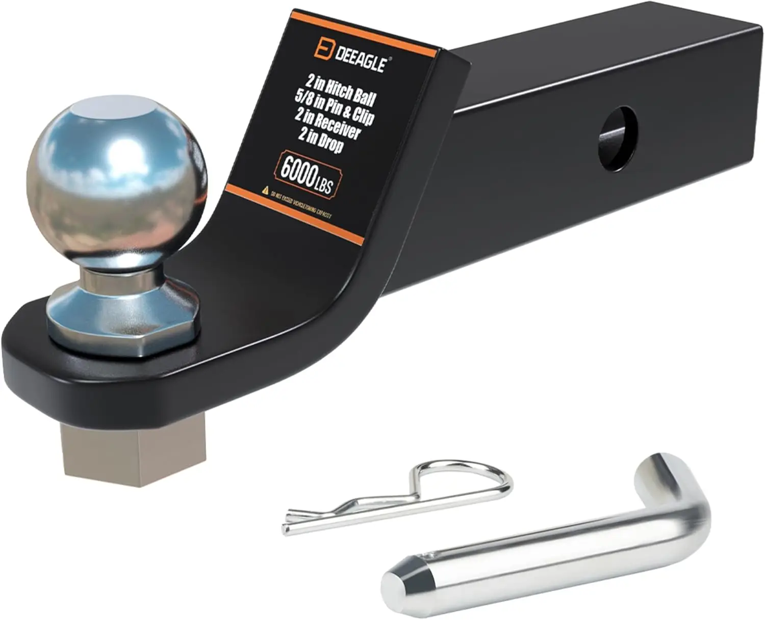 

Heavy Duty 2 Inch Ball Hitch with Pin, Fits 2 Inch Receiver, 6000lbs Capacity, 2 Inch Drop for Trailers