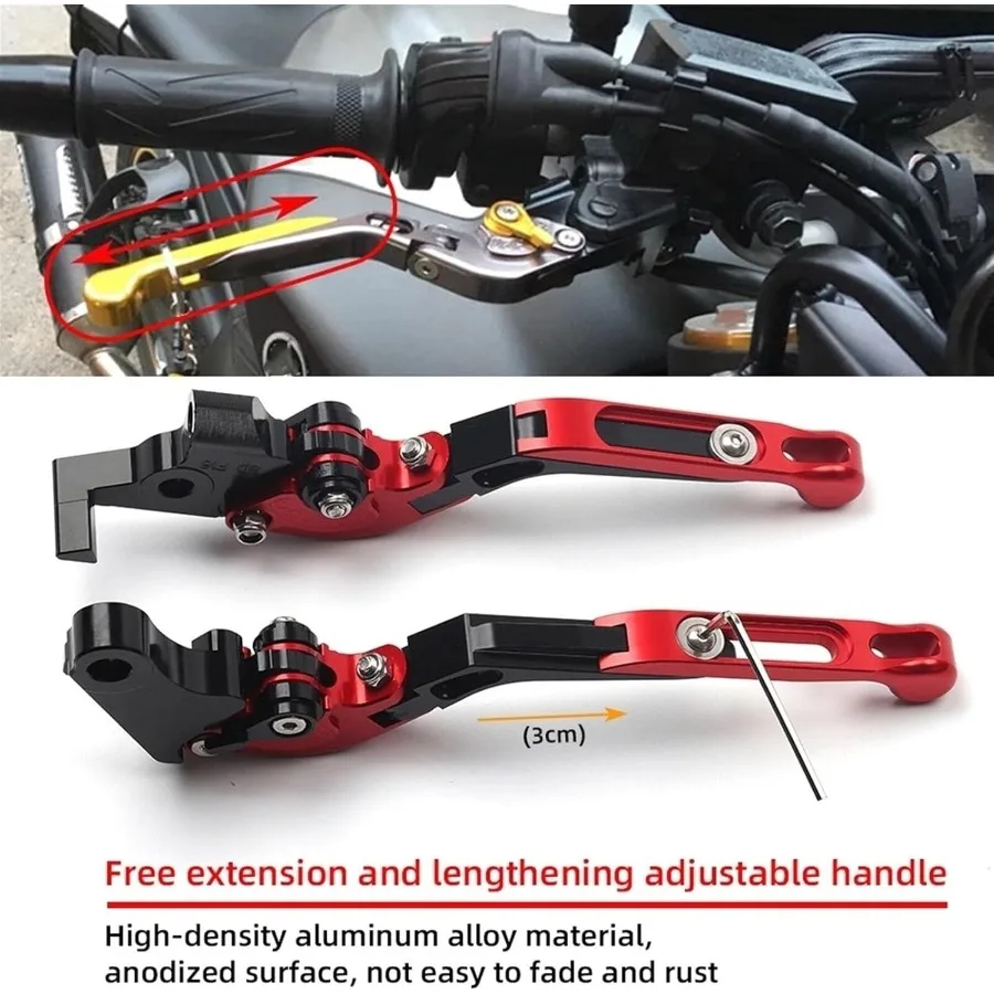Palancas de freno y embrague plegables ajustables para motocicleta Yamaha VMAX 1200 1985-2008 con empuñaduras de manillar mecanizadas CNC y personalizadas
