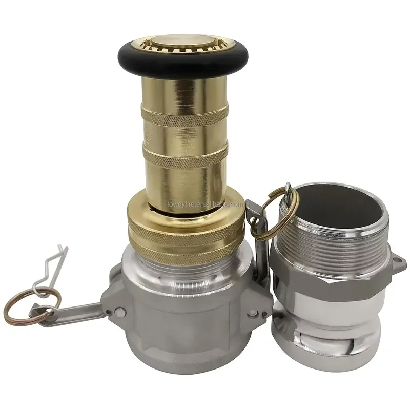2-1/2" Brass Nozzle with 2-1/2" Type F&B Aluminum Camlock for Home Garden Layflat Water Hose Spray