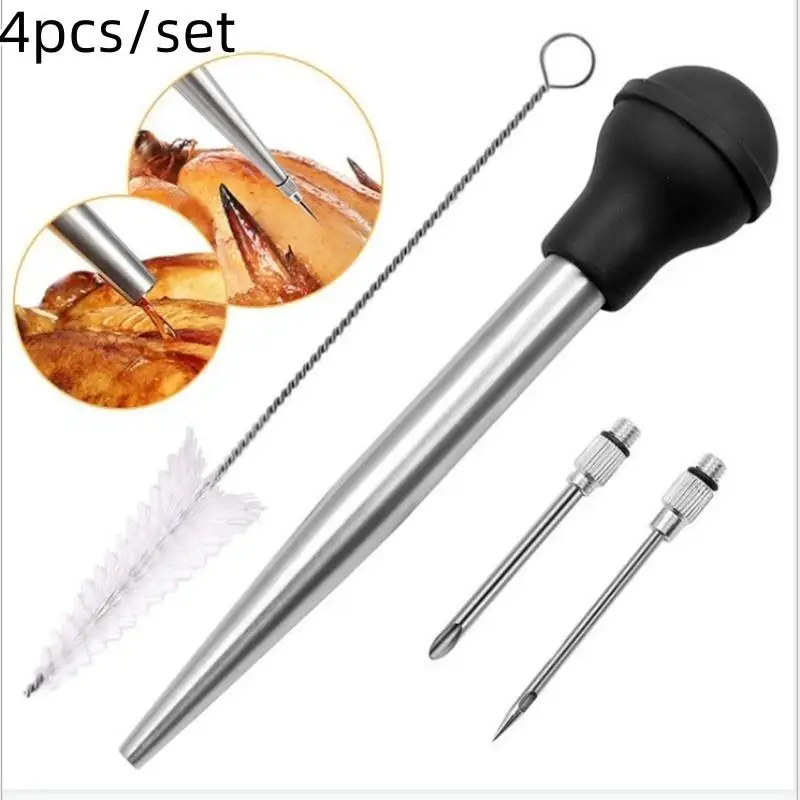 4pcs/set Cooking Gadgets Chicken Turkey Poultry BBQ Syringe Pastry Tube Oil Dropper Kitchen Tools