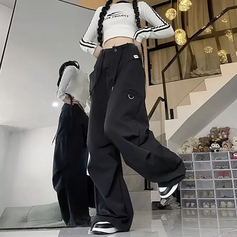 QWEEK Y2k Vintage Cargo Pants Woman Streetwear Baggy Harajuku Korean Fashion Sports Oversized High Waist Trousers Aesthetic